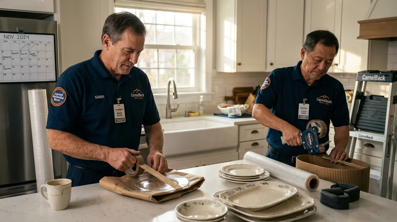 Professional crew packing kitchen dishware in Royalton, IL
